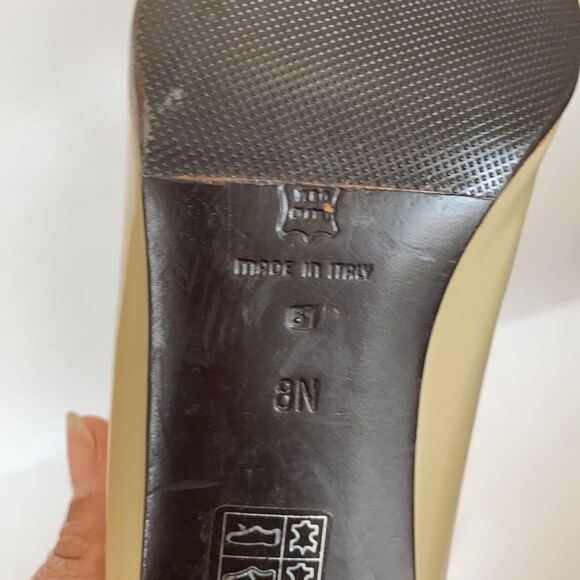 Via Spiga Neutral Tan Color Square Toe Pump Heels - Picture 9 of 9